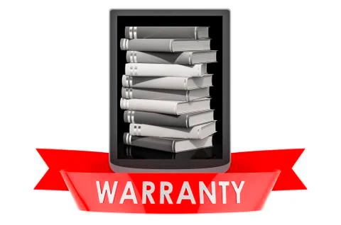 E-book reader warranty concept. 3D rendering Illustrazione stock