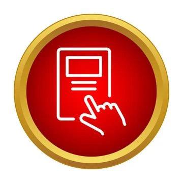 E book reading icon with clicking hand on red button 스톡 일러스트