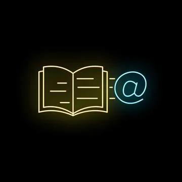 E book sending email neon light icon concept Illustrazione stock