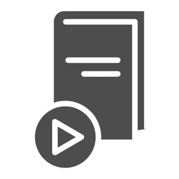 E-book solid icon. Book with play button vector illustration isolated on white Stock Illustration