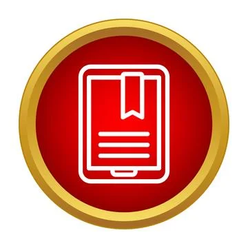 E book on tablet screen with bookmark icon Stock Illustration