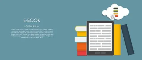 E-Book Vector illustration. Flat computing background Stockillustratie