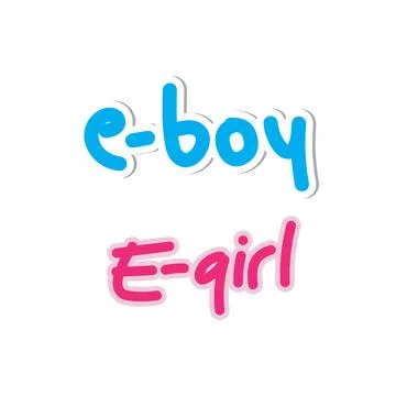 E-boy and E-girl. Gen z slang word in vector Stock Illustration