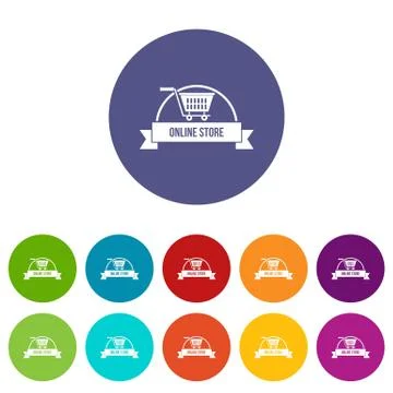 E business icons set vector color Illustrazione stock