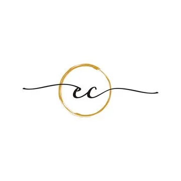 E C Initial Script Letter Beauty Logo Template Stock Illustration