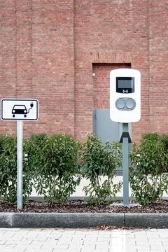 E-car charging station, e-car charge point orcharging plug parking (EVSE) Photos