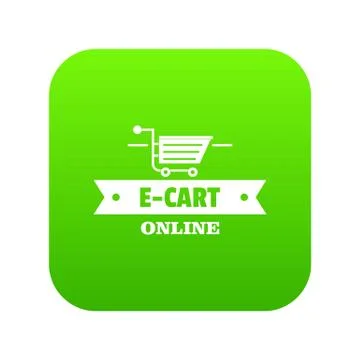 E cart icon green vector Illustrazione stock