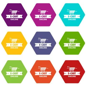 E cart icons set 9 Illustrazione stock