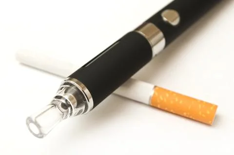 E-cigarette closeup with cigarette Foto stock