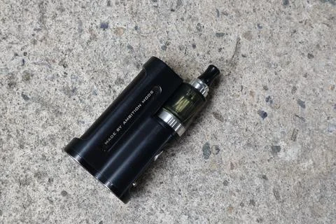 E cigarette  Mod, Pod System, vapor of electronic cigarette Stock Photos