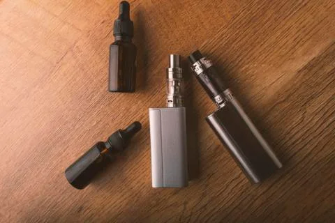 E cigarette or electronic cigarette for vaping mods. Stock Photos