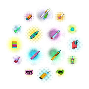 E-cigarettes icons set Stock Illustration
