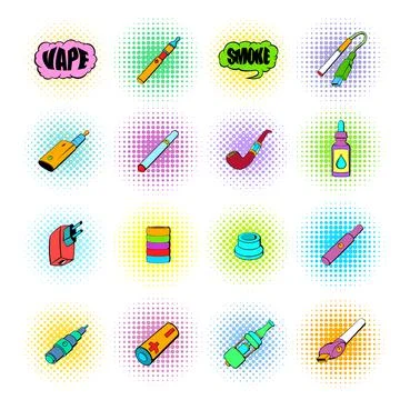 E-cigarettes icons set Stock Illustration