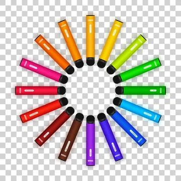 E-cigarettes vector wheel sorted by the color of the rainbow Stock Illustration