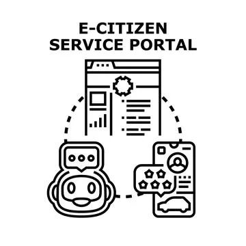 E citizen service portal providing government public services digitally Stock Illustration