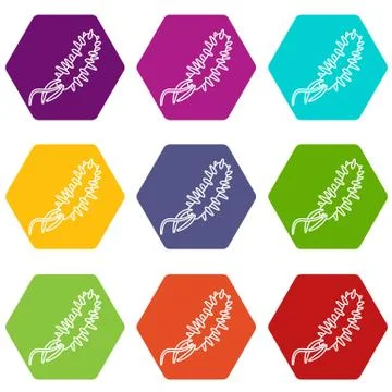 E coli bacteria icons set 9 vector Stock Illustration