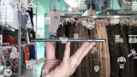 E-commerce AI data analyze, online shopping, marketing commerce sale, website Stock Footage 310800954