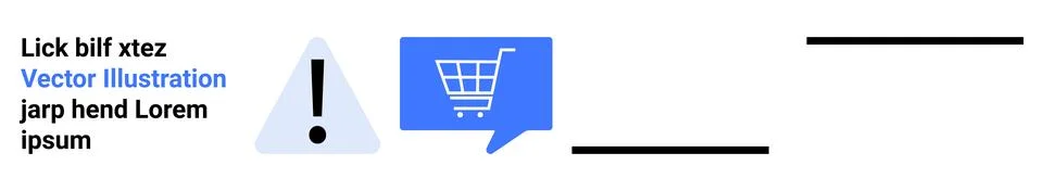 E-commerce Alert Notification Icon with Shopping Cart and Warning Symbol イラスト素材