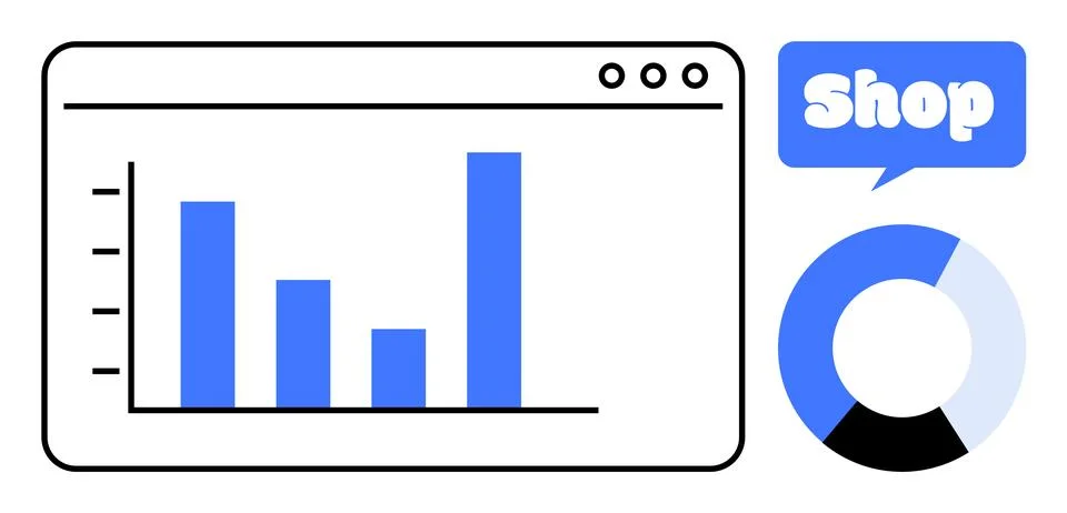 E-commerce Analytics Dashboard with Bar Chart and Pie Chart for Business An.. Stock Illustration