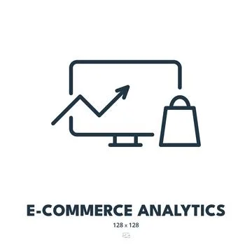 E-commerce Analytics Icon. Metrics, Insights, Sales. Editable Stroke. Simpl.. Stock Illustration