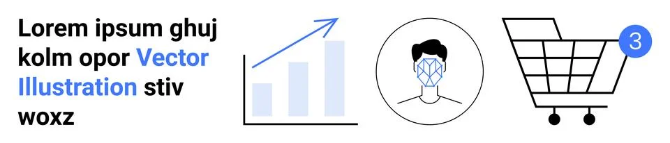 E-commerce Analytics with Shopping Cart and User Profile Vector Graphics Stock Illustration