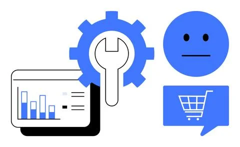 E-commerce, analytics, technology, customer feedback, online shopping, data m 库存插图