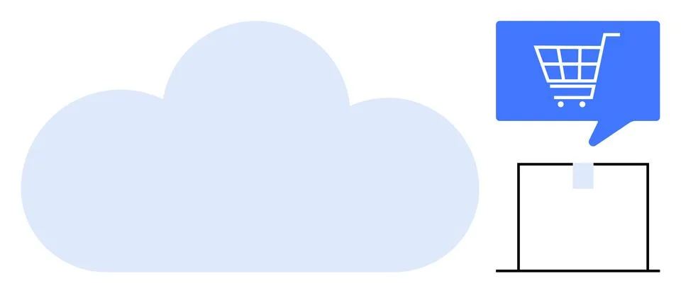 E-commerce and Cloud Computing Integration for Online Shopping Platforms Stock Illustration