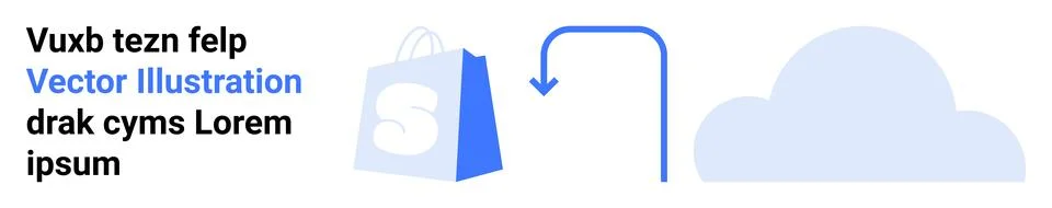 E-Commerce and Cloud Integration with Shopping Bag and Cloud Graphics イラスト素材