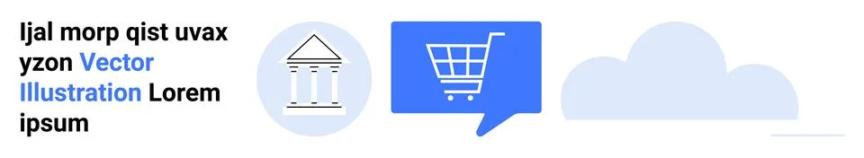 E-commerce and Cloud Services Visuals with Text Overlay 스톡 일러스트