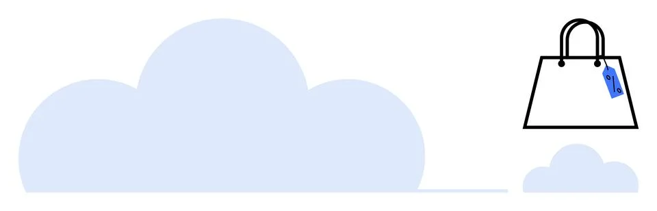 E-commerce and Cloud Storage Concept with Shopping Bag and Cloud Icon Stock Illustration