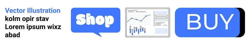 E-commerce and Data Analytics Elements for Online Shopping Illustrazione stock