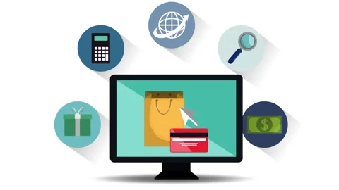 E-commerce and Digital Payment Ecosystem Illustration Stock Footage 333692960