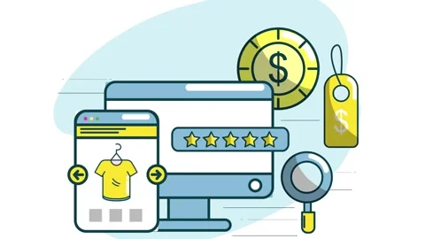 E-commerce and Digital Retail Technology Illustration Stock Footage 333693085