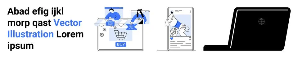 E-commerce and Mobile App Development with Seamless Design Integration Stock Illustration