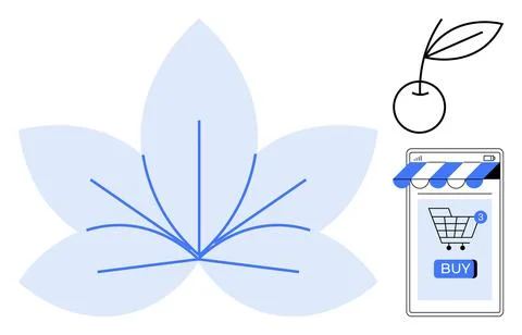 E-commerce and Natural Elements A Blend of Digital Shopping and Organic Natur Stock Illustration