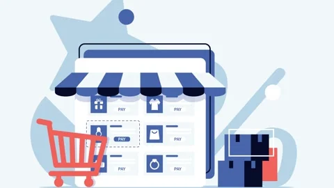 E-commerce and Online Retail Delivery Illustration Stockbeeldmateriaal 333693086
