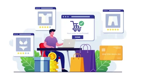 E-commerce and Online Retail Success Illustration Stockbeeldmateriaal 333693094