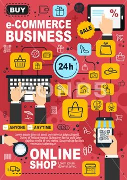 E-commerce and online shopping concept Stock Illustration