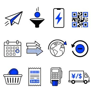 E-commerce and Payment Icons 스톡 일러스트