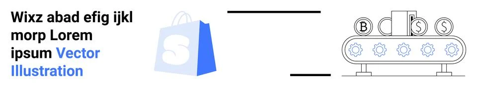 E-commerce and Payment Processing Concept with Shopping Bag and Payment Syste Stockillustratie