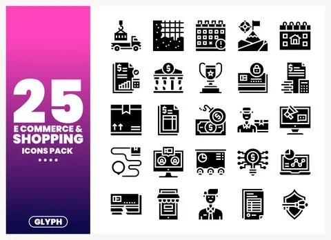 E-commerce and shopping icon pack featuring logistics. finance. and custome.. Stock Illustration