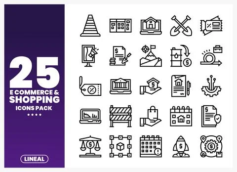 E-commerce and shopping icon set. vector graphics. diverse business concepts Stock Illustration