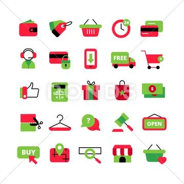 E-Commerce And Shopping Icons Set Stock Illustration