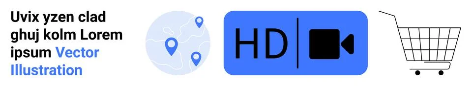 E-commerce and Video Streaming Technology with Location Services Concept 스톡 일러스트