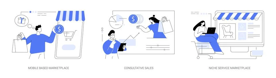 E-commerce application abstract concept vector illustrations. Stock Illustration