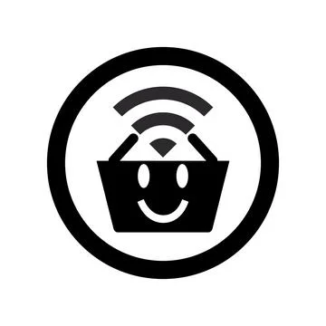 E commerce basket button with funny WiFI logo and vector icon Stock Illustration