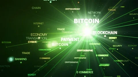 E-Commerce Blockchain Words Green Slow Loop Stock-Footage 122614190