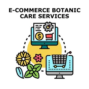 E commerce botanic care services providing online shopping Stock Illustration
