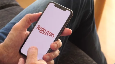 E-commerce brands logos on smartphone : eBay, Amazon, Alibaba, Rakuten, Walmart, Stock Footage 150646663