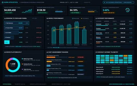 E-commerce Business Analytics Dashboard with Revenue and Conversion Metrics Stock Illustration